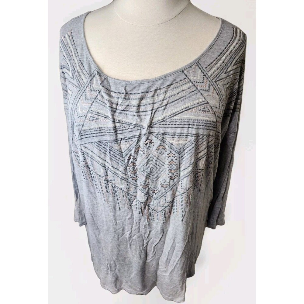 MAURICES PLUS SIZE 4 LONG SLEEVE GRAY TOP